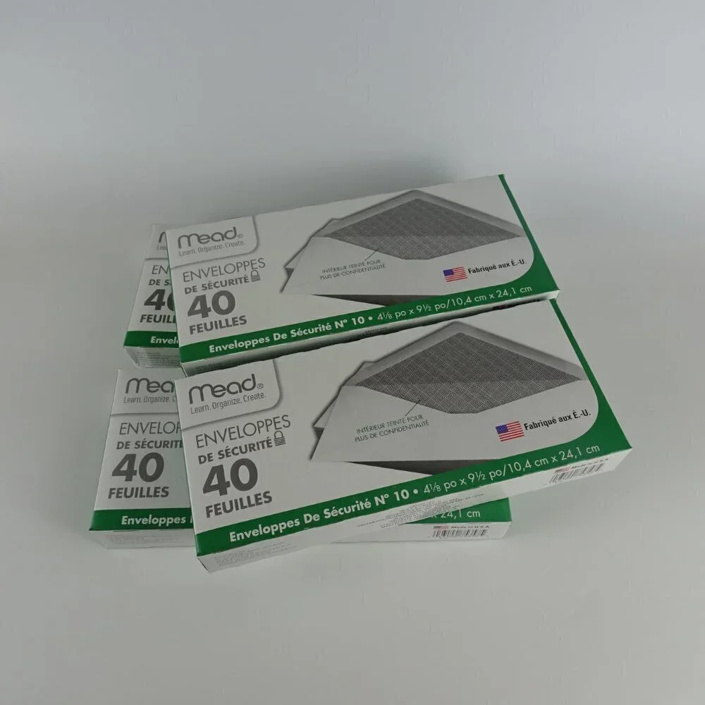 4 Boxes MEAD #10 WHITE Security Envelopes 40 each